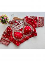 Vichitra Silk Red Wedding Wear Sequins Work Readymade Blouse